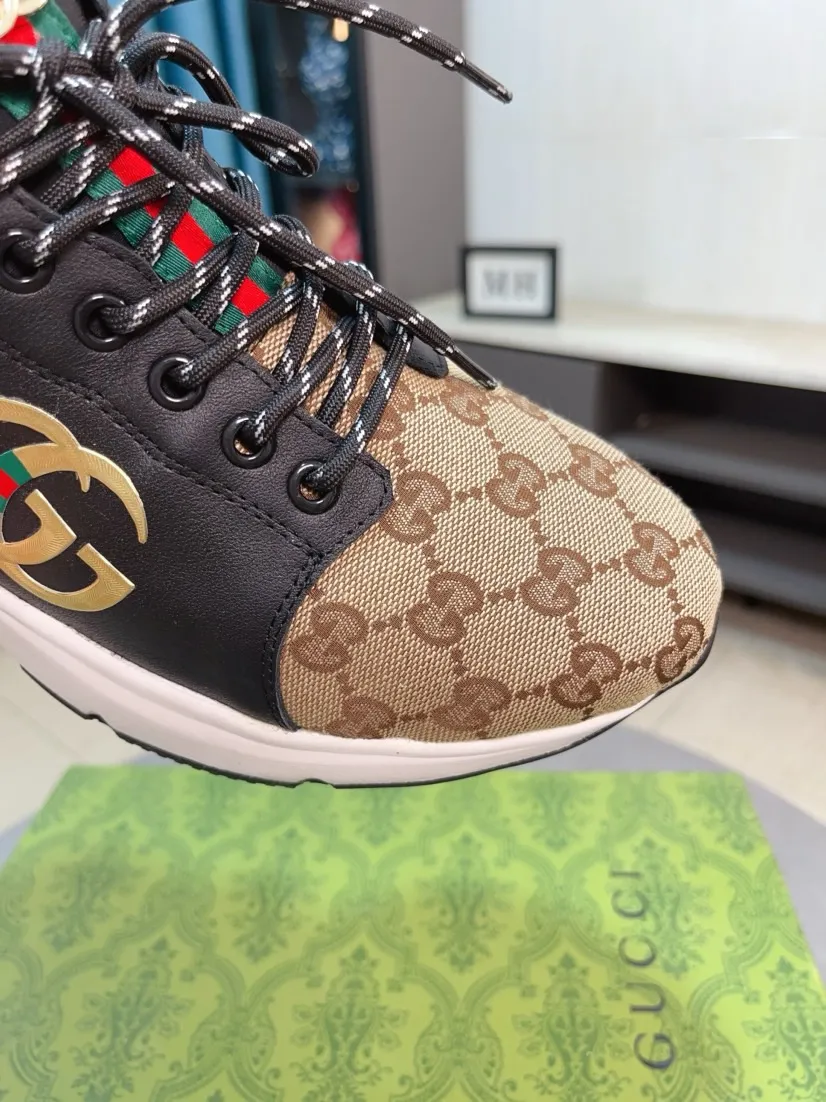Men's shoes 💰458🌹🌹GUCCI [Gucci] New high-end brand of men's shoes, the latest fashionable casual men's shoes, trendy and versatile, relaxed and sporty style, uppers imported from Italy, first-layer cowhide, genuine leather lining, and ultra-fine workmanship. Original personalized fashionable rubber wear-resistant outsole, light and comfortable on the foot, size 38-44